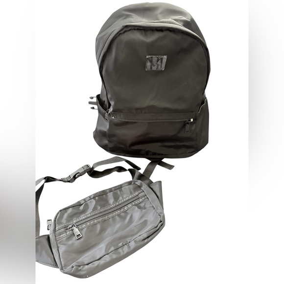 Badgley Mischka Black Nylon Backpack with a detachable fanny pack - Picture 3 of 8